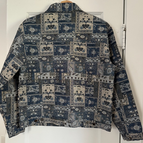 Vintage Blue Tapestry Snap Button Jacket - Picture 7 of 11